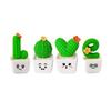 4Pcs/Set Mini Potted Cactus Ornament Cartoon Expression LOVE Shape Cactus Planter Pot Statue Figurine