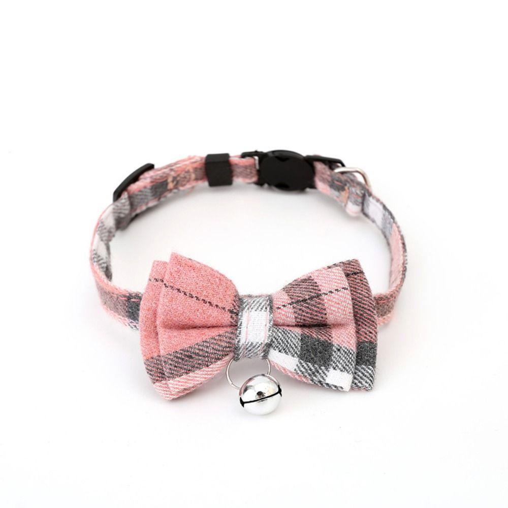 Cat Buckle with Bell Grid Collar Cats Collar Pet Supplies Puppy Collar Kitten Collar