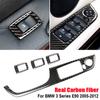 For BMW 3 Series E90 2005 2006 2007 2008 2009 2010 2011 2012 Real Carbon Fiber Car Interior Window Lift Switch Button Cover