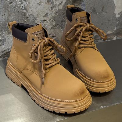 Высокие ботинки Мартин на толстой шнуровке, новые осенне-зимние, повседневные, на толстой подошве, из бархата, рабочие ботинки 1681 желтый-F