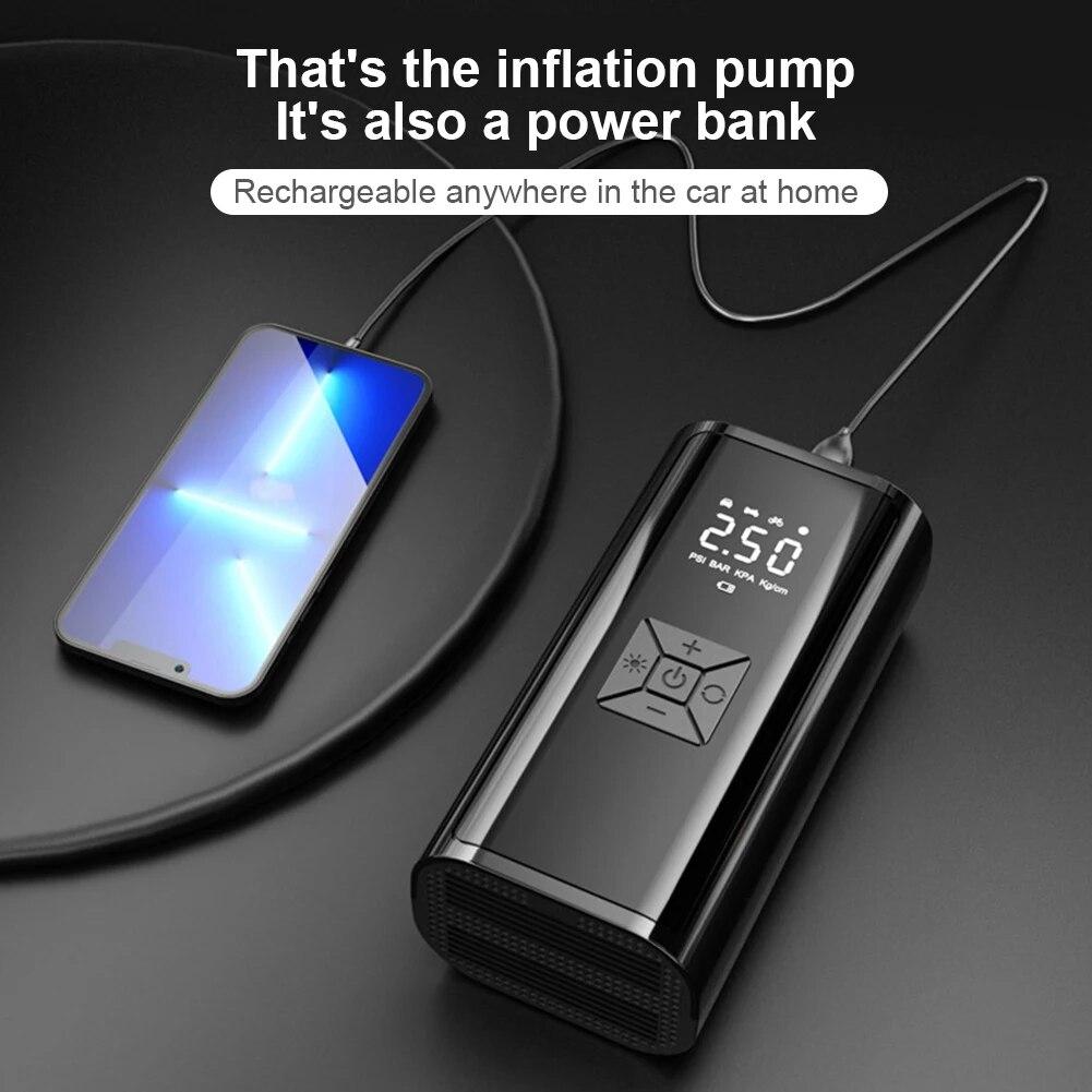 Portable Tyre Inflator 2000mAh Wireless Air Compressor LED Display Electronic Inflatable Pump for Vehicle Truck Motorbike Balls