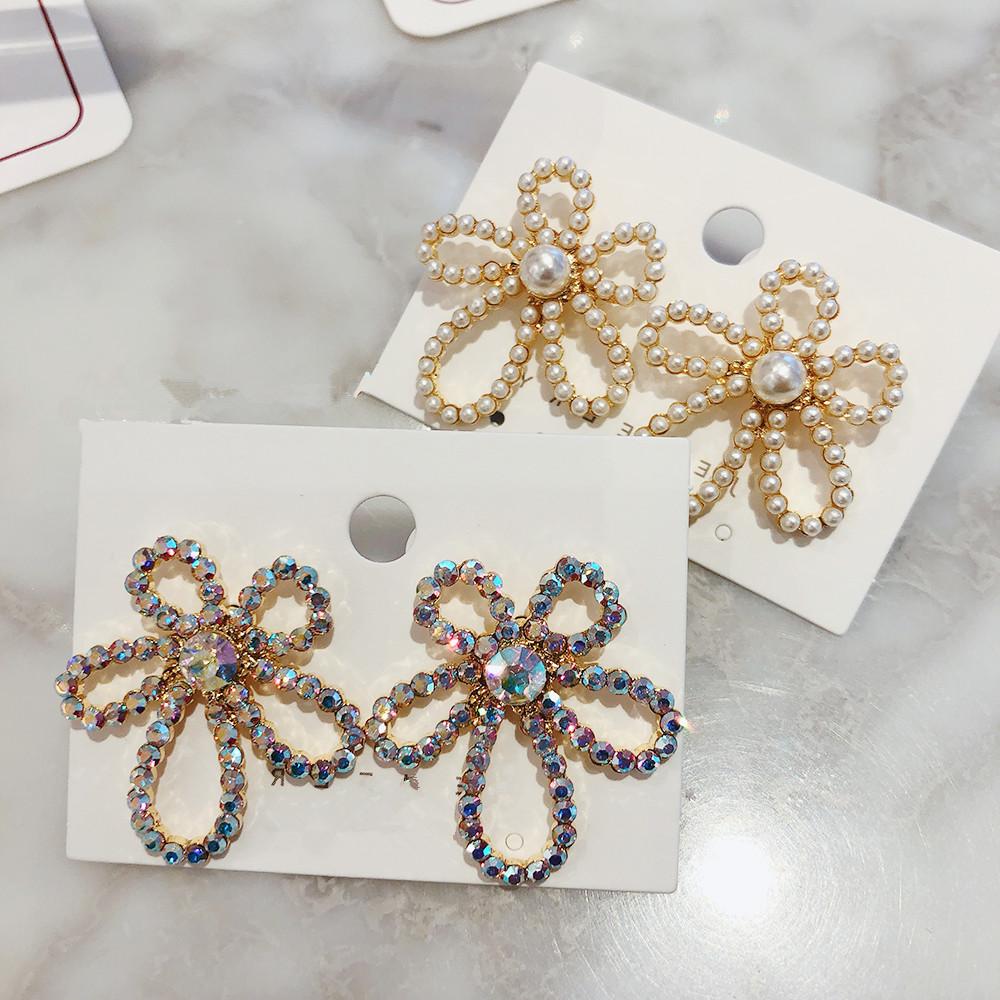 Female Luxury Crystal Zircon Stud Earrings Vintage Flowers Earrings Girl Jewelry Gifts