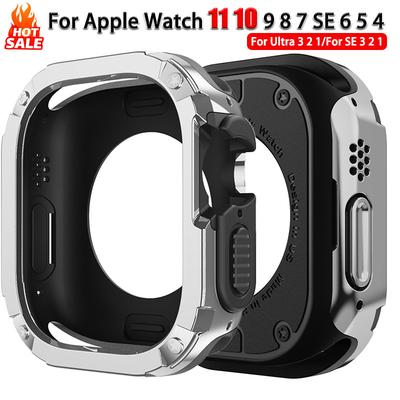 Чехол из ТПУ и ПК для Apple Watch 11 10 42мм 46мм 9 8 7 6 5 4 SE3 Защитный Полый для iWatch Ultra 3 2 1 49мм 45мм 41 44мм 40мм 38мм