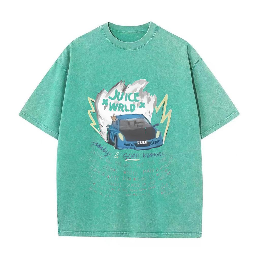 Ретро стираная винтажная футболка мужская и женская рэперская футболка Juice Wrld с капюшоном ретро стираная винтажная футболка