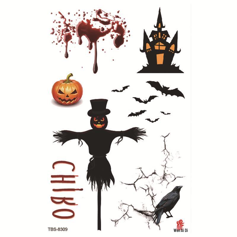 Водонепроницаемые реалистичные тату-наклейки на Хэллоуин