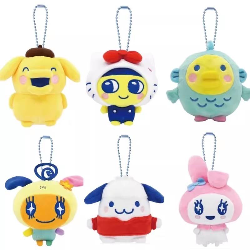 10cm NEW Tamagotchi Plush doll Keychain Kawaii Key Ring Sanrio Memetchi Melody Kuromi Anime Mimitchi Bag Pendant Toys Gift