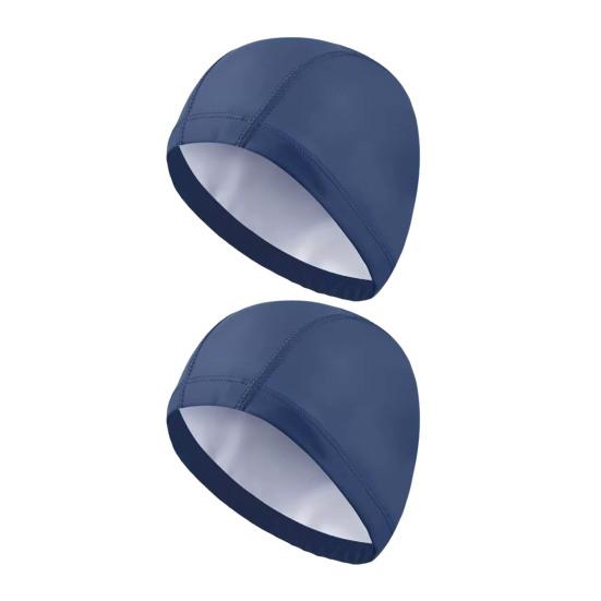 2Pcs Adults Swim Cap Water Resistant Elastic Breathable Long Short Hair Swimming Hat Solid Color Men Women Swimming Pool Cap