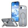 For iPhone Air Magnetic Case Kickstand Grid Texture TPU PC Phone Back Cover