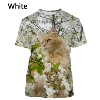 Новая модная футболка с короткими рукавами и рисунком кота и цветка, женская симпатичная повседневная футболка с изображением животных в стиле Харадзюку, уличный топ