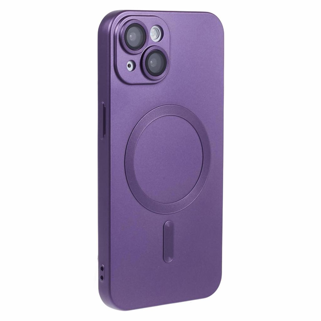 For iPhone 15 TPU Slim Case Rubberized Phone Cover with Lens Film Compatible with MagSafe