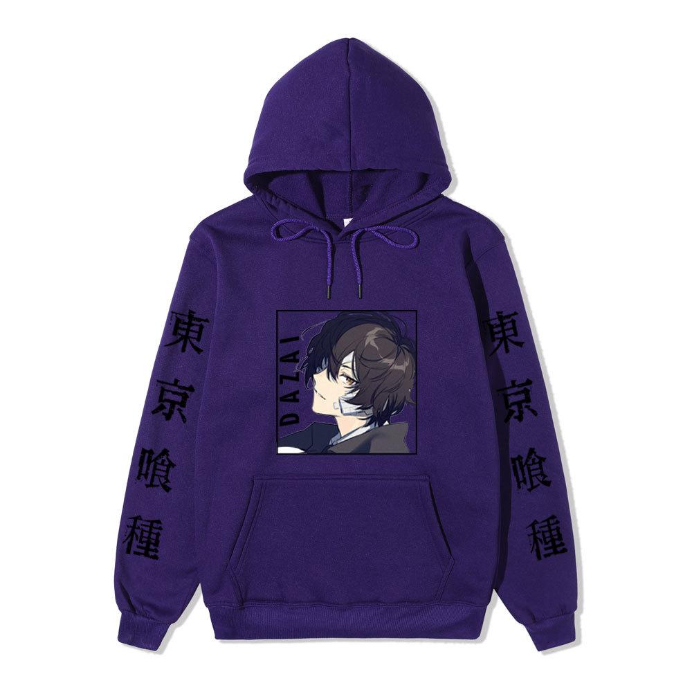 Bungo Stray Dogs Dazai Osamu Unisex Fleece Hoodie Autumn Winter Anime Character Tokyo Kanji Print Long Sleeve Pullover Sweatshirt