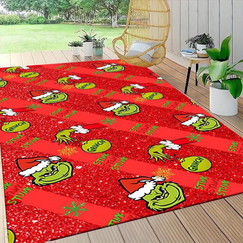 Christmas Grinch Carpet Rug Soft Washable Anti Slip Home Living Room Sofa Mats Personalized Christmas Rug