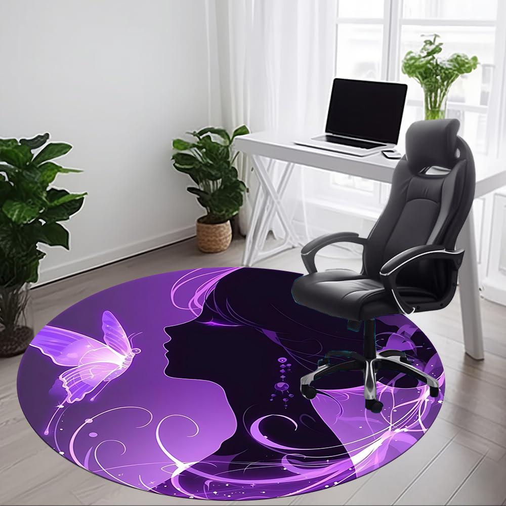 1pc Butterfly Profile Office Round Rug, Non-slip, Soft and Durable Office Rug for Interior Decoration, Perfect for Office, Beautiful Decoration yy2603