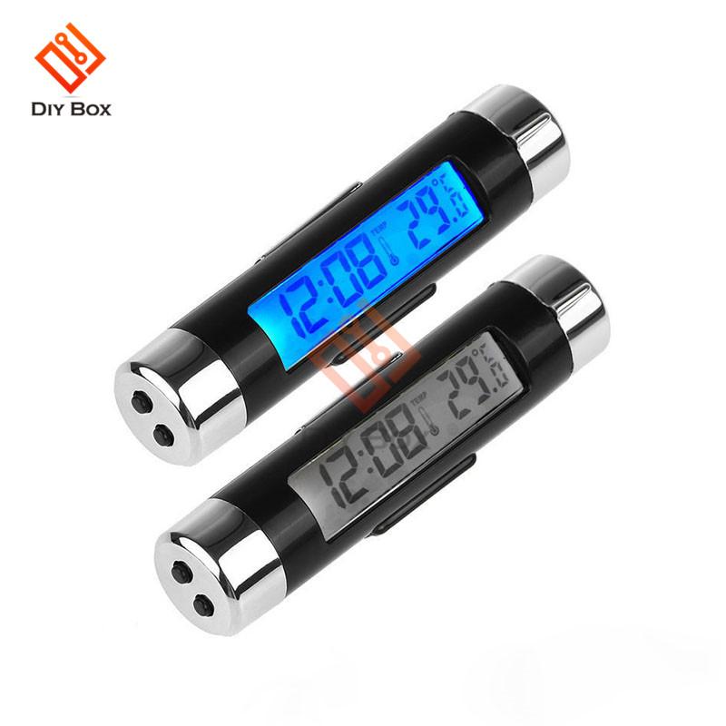 Portable 2 in 1 Car Digital LCD Clock/Temperature Display Electronic Clock Thermometer Car Digital Time Clock Car Accessory