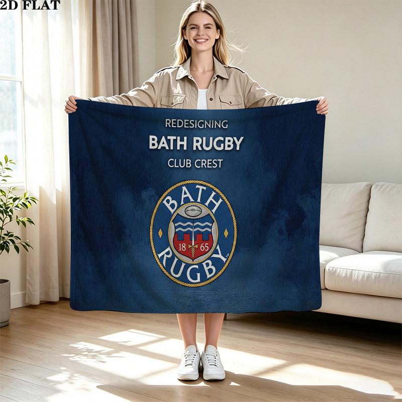 Bath Rugby Print Flannel Blanket High Quality Warm Comfortable Cover for All Seasons Perfect for Gifts Home Decor