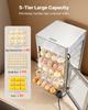 5-Tier Commercial Food Warmer Display, 1200W Food Display Warmer with LED Light, Adjustable Shelf & Stainless Steel Frame, 30~110 Steam Heating, 120L