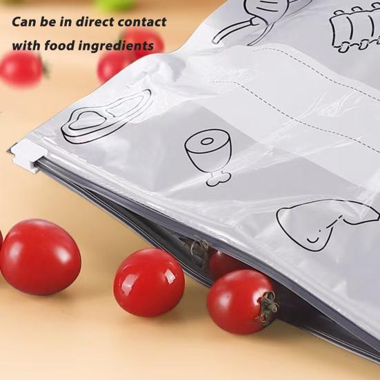 Aluminum Foil Sealed Bags Reusable Leakproof Heat Resistant Sealable Bags Vacuum Zippered Food Pouches with Label Stand-Up Bottom for Vegetable