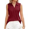 Summer Women's Tank Top T-shirt Solid Color Lapel Loose T-shirt Tops Women's Sleeveless Vest
