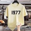 New Summer Unisexs Pure Cotton Tshirt 1977 Shortsleeved Ins Base American Loose Casual and Versatile Trendy Brand Halfsleeved