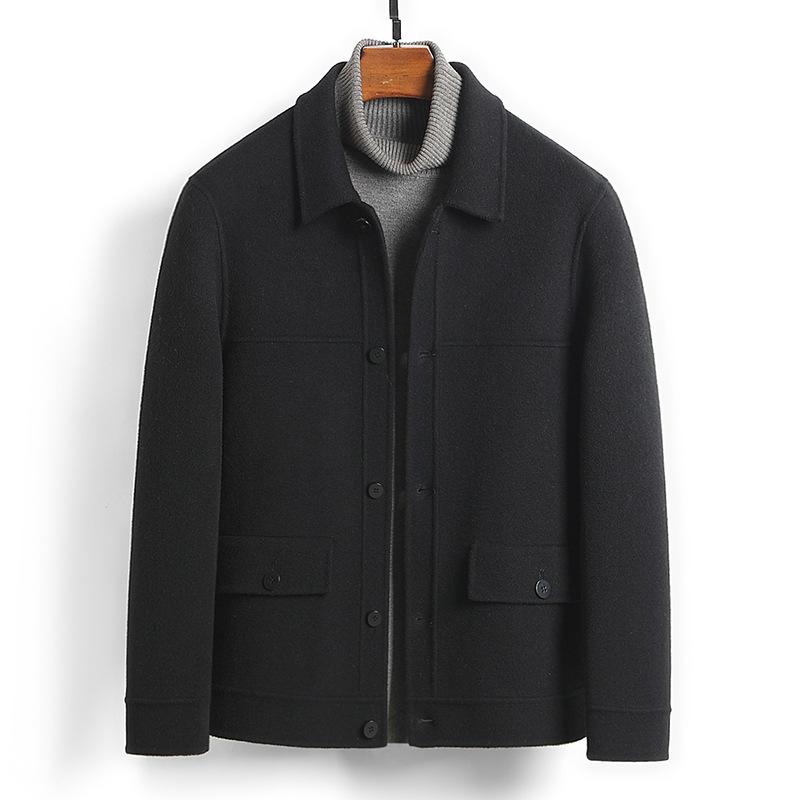 100% шерсть двусторонняя шерстяная осенне-зимняя шерстяная куртка мужская короткая без кашемира