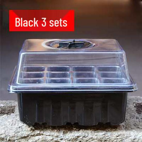 Three-Piece Succulent Seedling Tray Set: 12-Hole Plastic Box with Lid for Moisture and Temperature Control