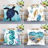 Seahorse Whale Starfish Turtle Blue Ocean Pillow Case Cushion Cover Polyester Decorative Sofa Cushion Pillowcase Home Decor