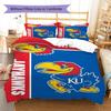 Kansas Jayhawks Pattern Bedding Set Quilt Cover Pillowcase Home Decor Gift (1 * duvet cover + 2 * pillowcase, without core)