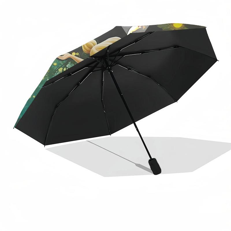 Tinkerbell Themed Automatic Opening and Closing Umbrella, Brightly Colored 8-rib Portable Umbrella, Suitable for Men and Women, A Perfect Gift for Chr