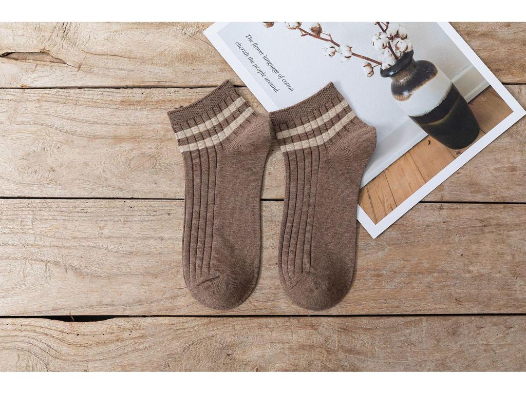 Мужские всесезонные спортивные носки с низким вырезом в японском стиле с двойной полоской