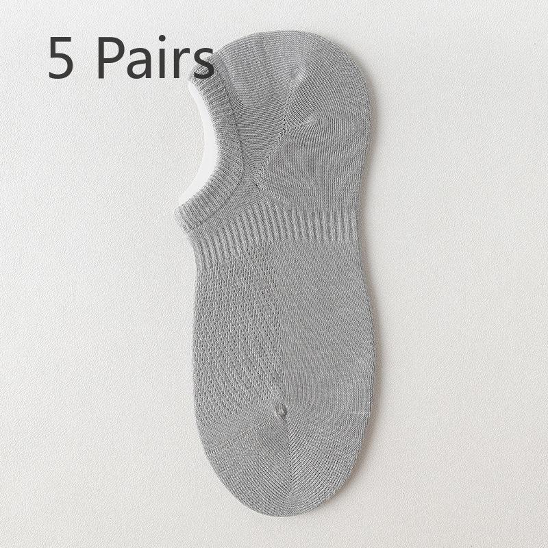 5 пар мужских сетчатых дышащих носков из чистого хлопка с защитой от скольжения и низким верхом и небольшим отверстием