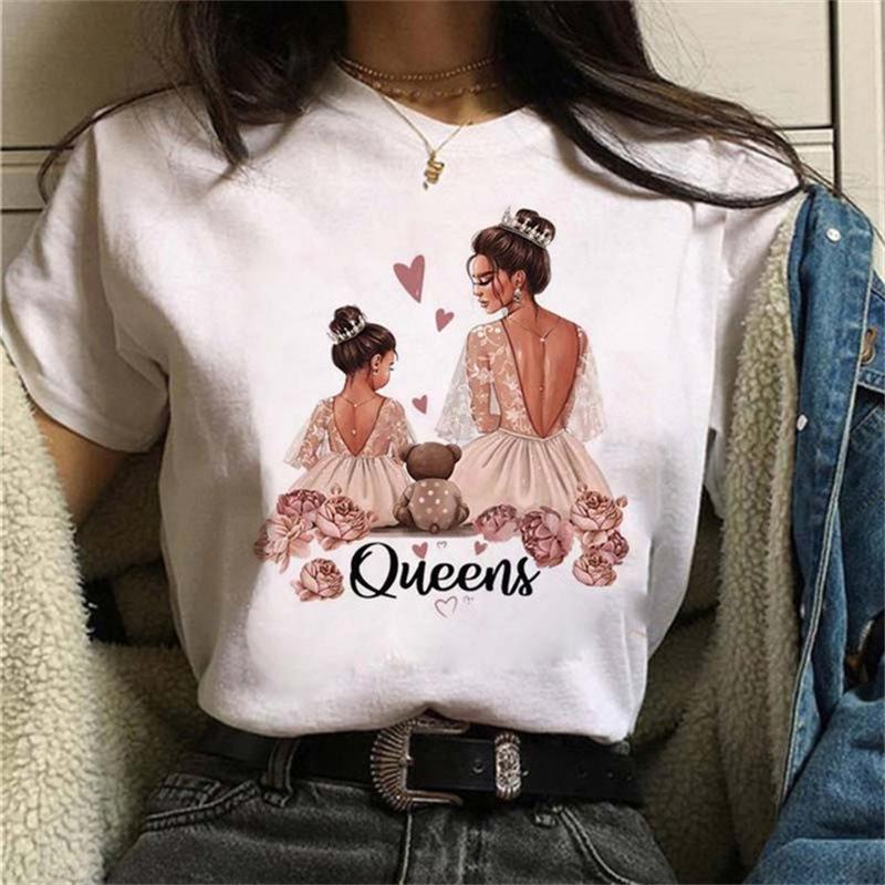 Spring Summer New Mother's Day Theme Large Size Women's Simple Cartoon Casual T-shirt Women Oversized T Shirt Tops