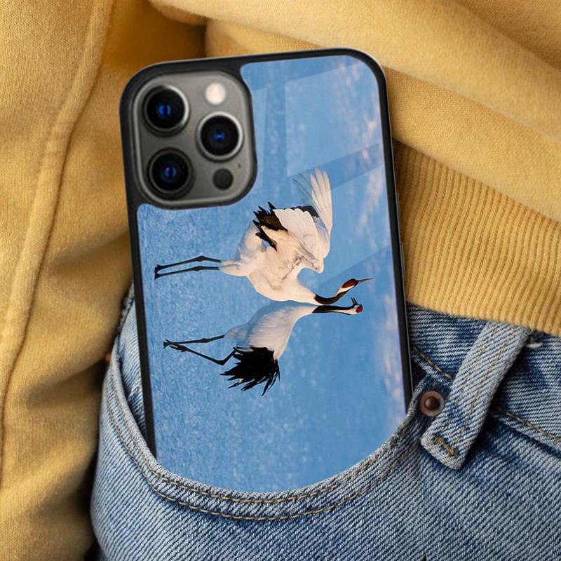 Мягкий чехол для телефона с изображением Красноголового журавля для iPhone 17 Air 16e Pro max 15 Pro 13 14 Plus 11 12 MagSafe Магнитный Coque