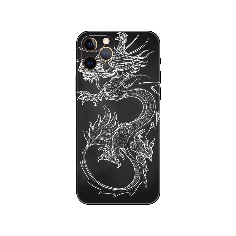 Дизайнерский чехол для телефона с китайским драконом для iphone 5 5s 2020se 6 6s 7 8 plus x 10 XR XS 11 12 13 mini pro MAX, черная задняя крышка из ТПУ