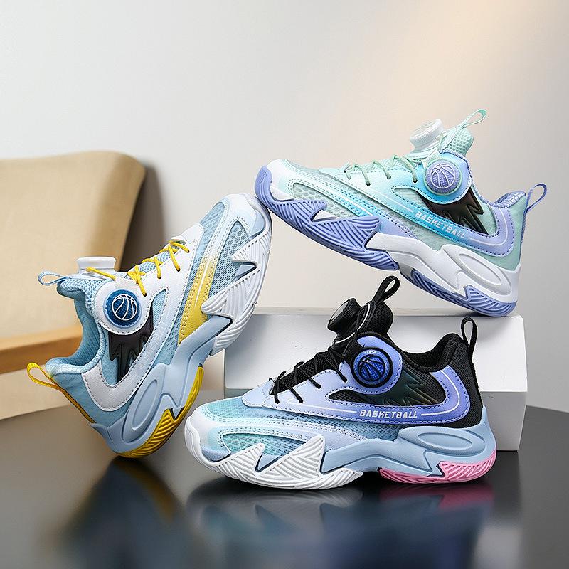 Boy's shoes2026New summer collection of breathable athletic shoes for children, featuring cushioning and anti-slip soles, designed for basketball and