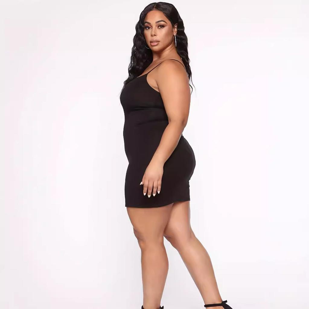 Women's Sexy Tube Top and Tight Plus Size Solid Color Short Casual Suspender Dress