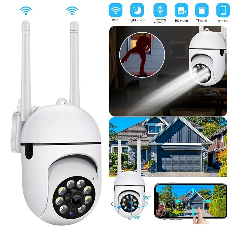 Smart Security Camera 1080P Wifi Remote Monitoring Camera Panoramic PTZ Rotation Surveillance Motion Detection Night Vision & Two-Way Voice Call