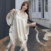 Women's Bohemian Hooded Cape Cardigan with Tassels