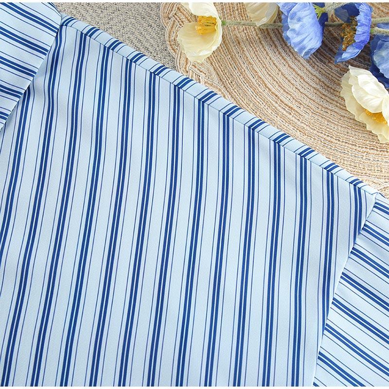 Повседневный комплект женской рубашки с полосатым лацканом, сексуальные брюки-трубы со шнуровкой и высокой талией, весенний модный элегантный женский костюм-майка в стиле пэчворк 2025 года