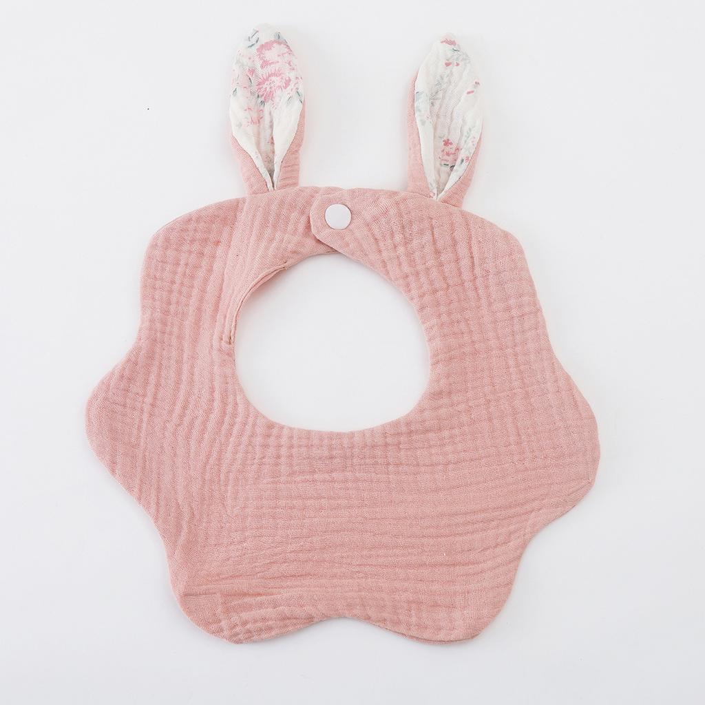 Newborn Cotton Crepe Bibs Cute Rabbit Ear Wavy Edge Saliva Towel Baby Gauze Absorbent Drool Bib