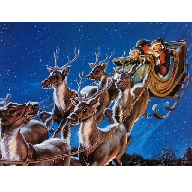 Santa Claus DIY 5D Diamond Painting Full Round Resin Scenery Diamond Embroidery Cross Stitch Kits Christmas Gift