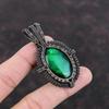 Зеленый огненный лабрадорит кулон медная проволока обернутая ювелирное изделие кулон ручной работы антикварное ювелирное изделие обернутый драгоценный камень кулон медный кулон для подарка