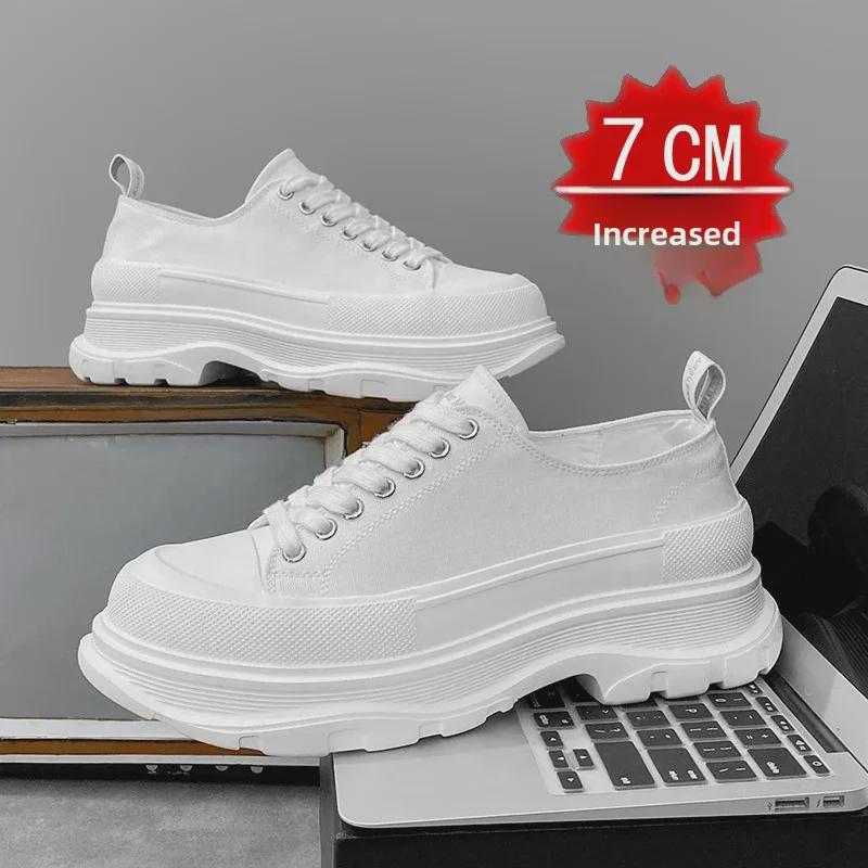 Мужские невидимые кроссовки, увеличивающие рост: 12 см высокие, 10 см повседневные парусиновые туфли на толстой подошве, модные туфли COS.