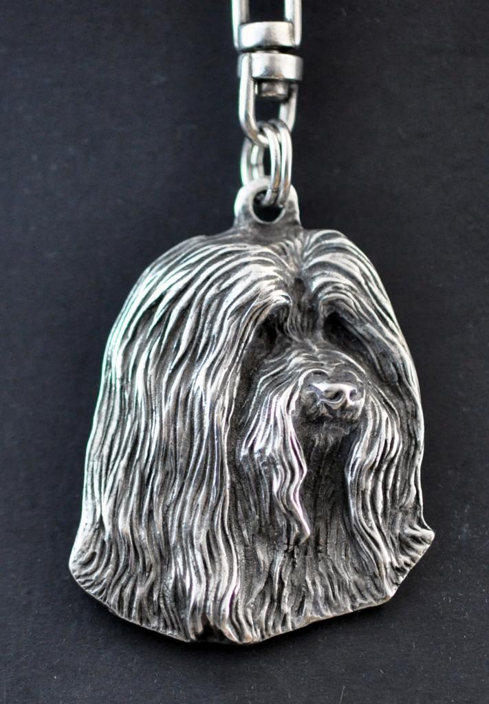 Bearded Collie, Highland Collie - Silver-plated key ring with a dog in a gift box, handbag decoration, backpack pendant by Art-Dog brand