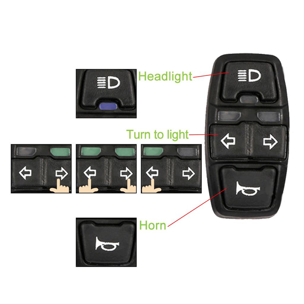 3 In 1 Motorcycles Headlights Horn Turn Control Switches Electric Bike Scooter Lamps Horn Switches Accessories Durable