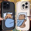 Мультяшный Милый Сидящий Спящий Капибара Чехол для iPhone 17 Air 16 E 15 14 Plus 13 12 Mini 11 Pro Max Пылезащитный Силиконовый Чехол