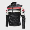 Men's Stylish Leather Motorcycle Jacket - Autumn/Winter, Large Size, Stitching Design, Ideal for Plus Size.