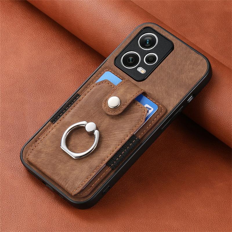 For Redmi Note 12 4G Leather Wallet Id Card Slot Ring Holder Case For Redmi Note 12 Turbo 12R 12 Pro Plus Stand Shockproof Cover