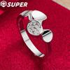 925 Sterling Silver AAA Zircon Round Ring Fashion Jewelry