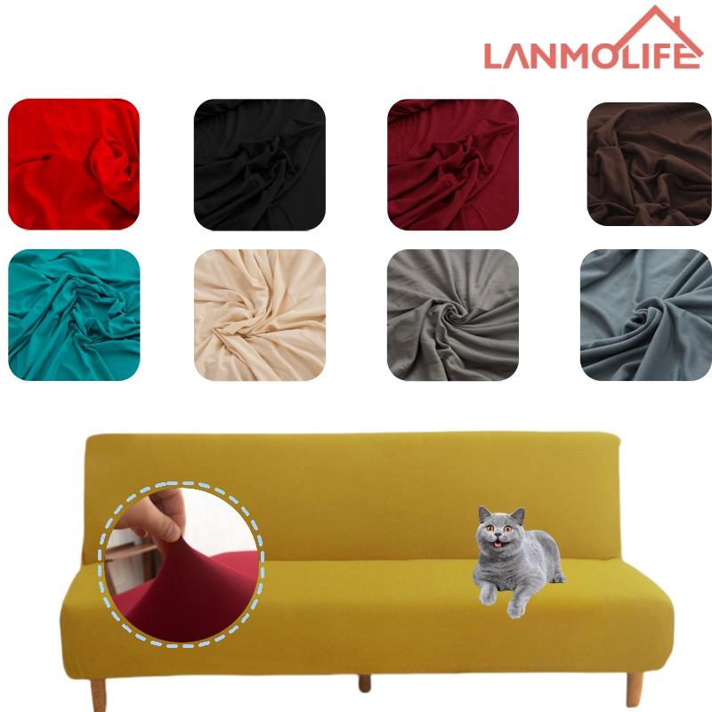 Lanmolife Облегающий чехол-протектор для дивана-кровати Без подлокотников Смесь спандекса Мягкий плюш и удобный Снимающийся щиток для дивана