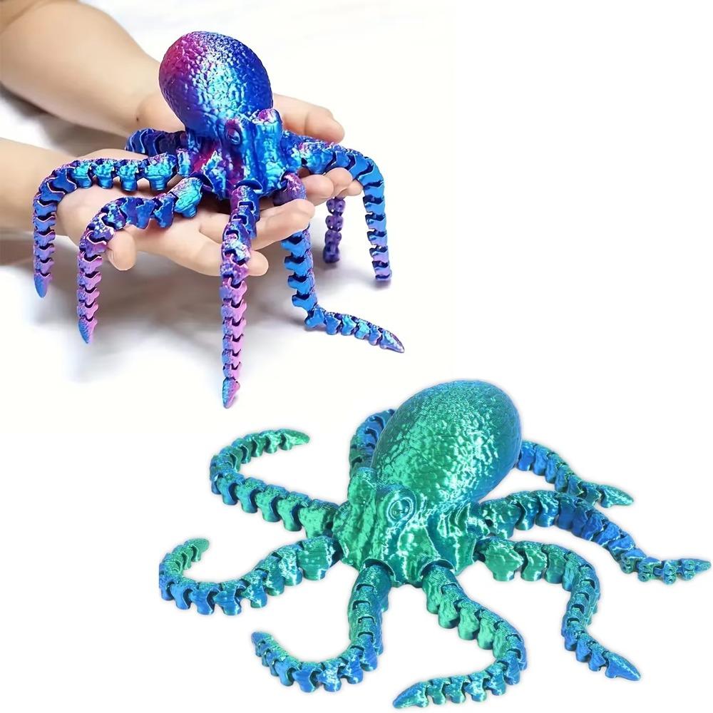 Colorful Octopus Figurine 3D Printed Animal Table Ornament Creative Desk Decor